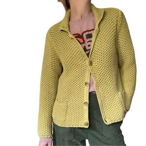 J. Jill Olive Green Knit Button Down Cotton Blend Sweater Cardigan